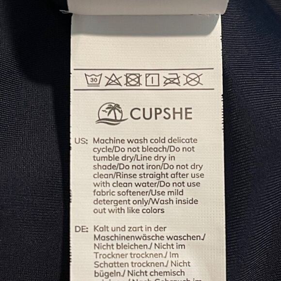 CUPSHE Plus Size 1X Navy Blue V-Neck One Piece Swimsuit Tummy Control Women - Picture 8 of 9